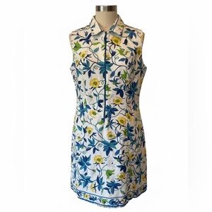 Vintage 1960s Holly Hill Floral Sleeveless Dress Jackie O Mad Men Era Pleats